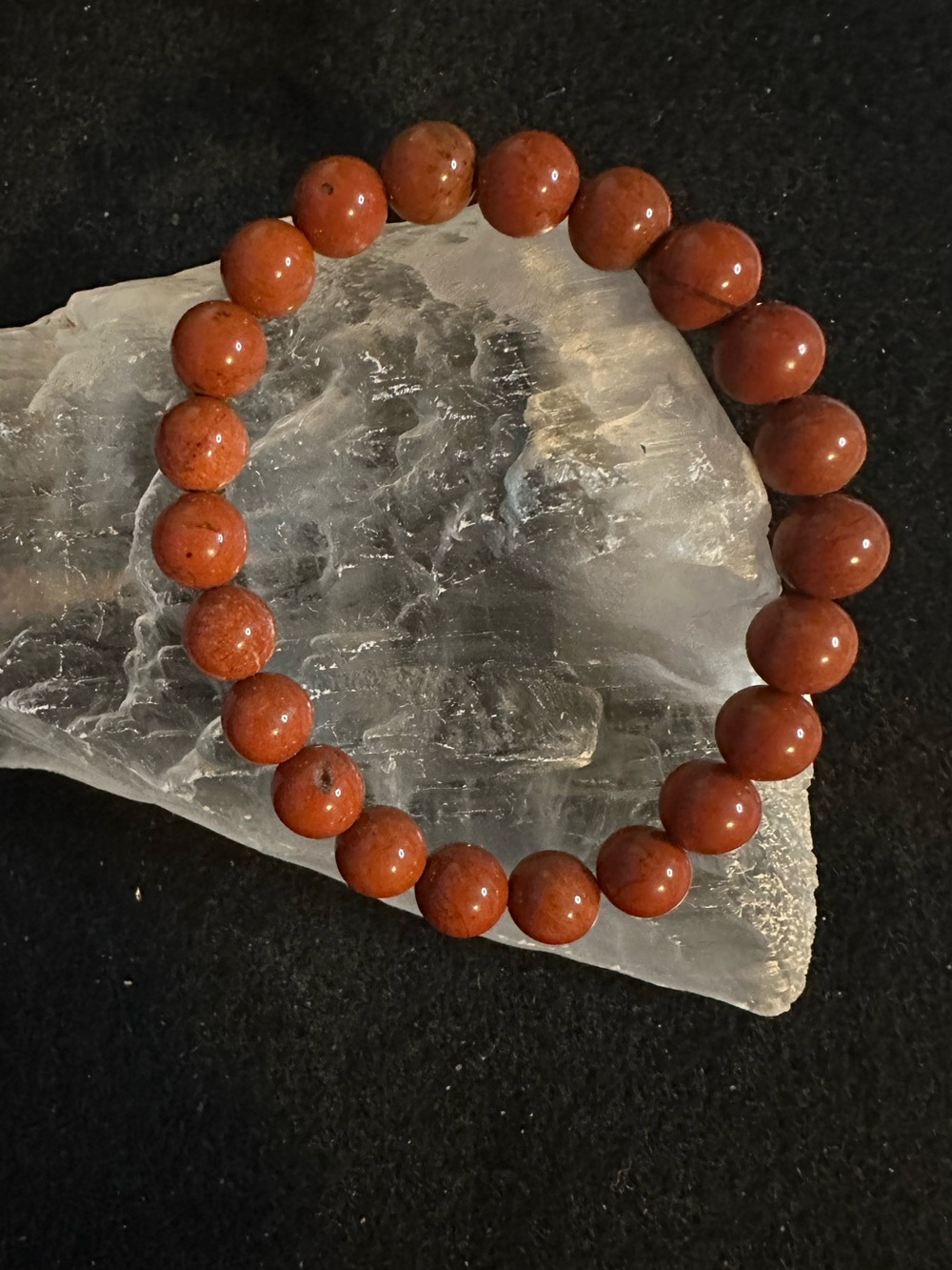 Red Jasper Beaded Stretch Bracelet - Women Jewelry 8mm